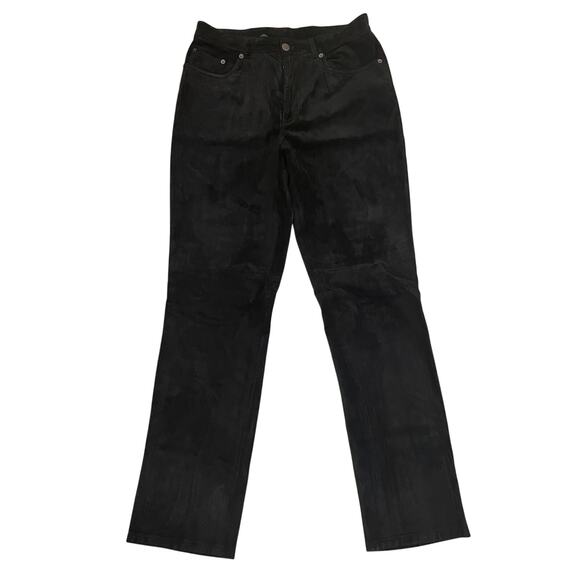 Ralph Lauren Suede Pants 10 | Black Genuine Leather, Premium Hardware, Vintage - Picture 3 of 11